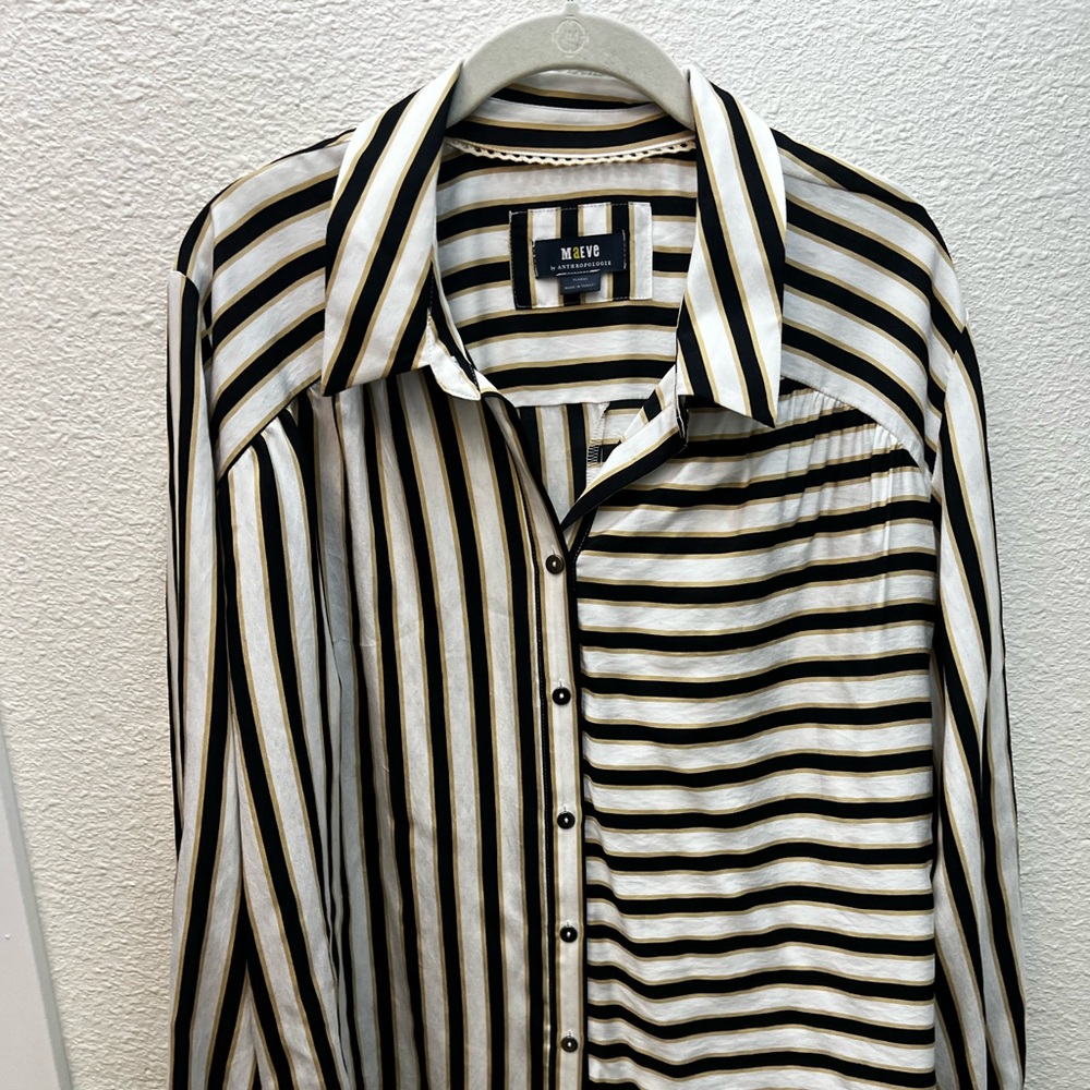 Maeve Anthropologie button down stripped blouse